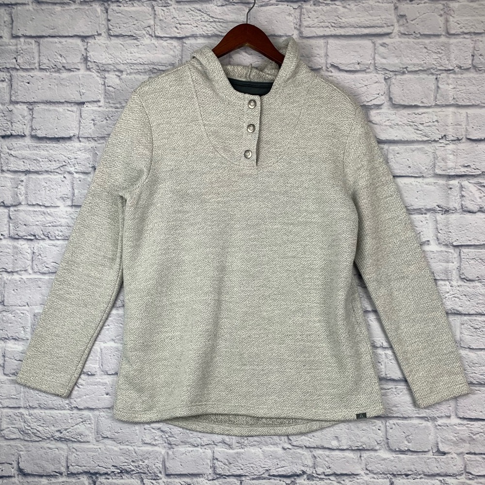 Women’s Ascend Thick Light Gray Hooded Pullover Button Snap Size Large Textured